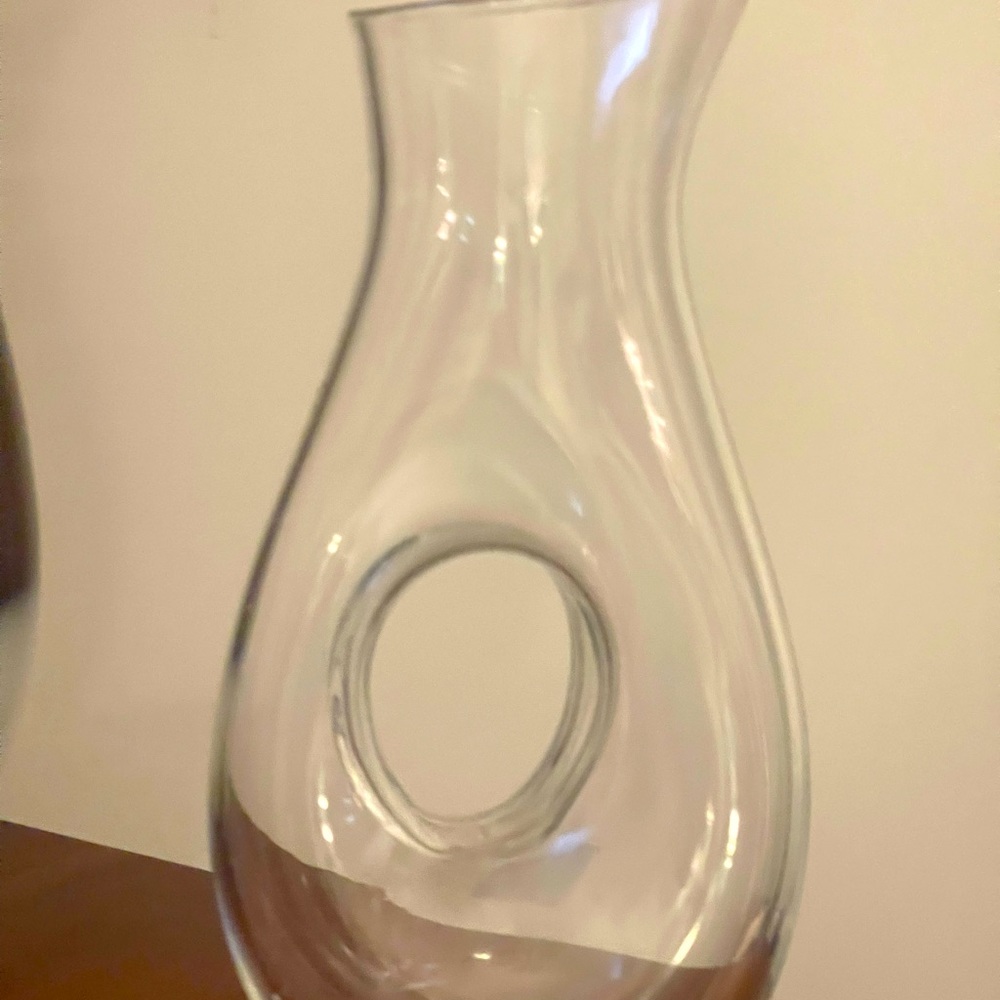 Polish Clear Glass Donut Hole Pitcher/Decanter in excellent condition